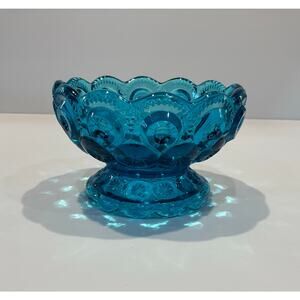 L.E. Smith Moon & Stars Blue Footed Candy Dish